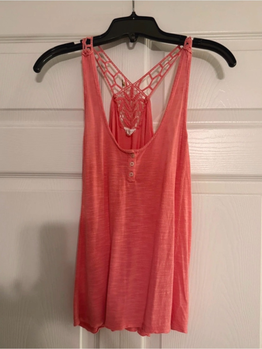 Aeropostale Coral Crochet-Back Tank Top
